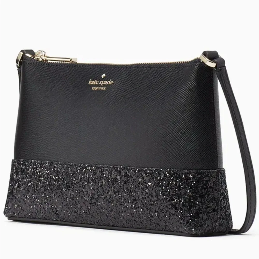 Kate Spade black flash glitter Crossbody NWT